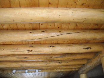 Wagon Wheel Home ceiling beams
